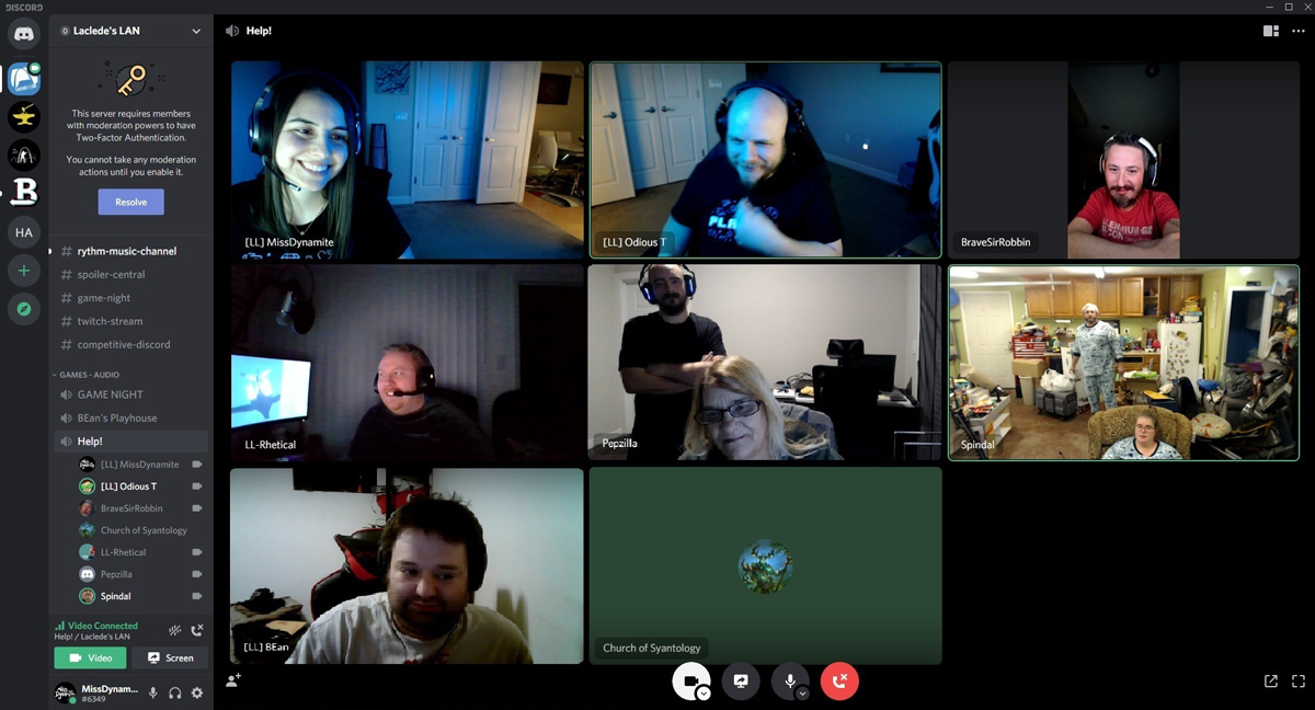 Screenshot of a Discord video chat